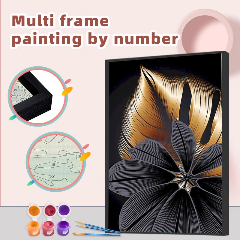 

GATYZTORY Paints By Numbers Golden Leaves Diy Oil Painting With Multi Aluminium Frame Kits For Adults Kids Surprise Birthday Gif