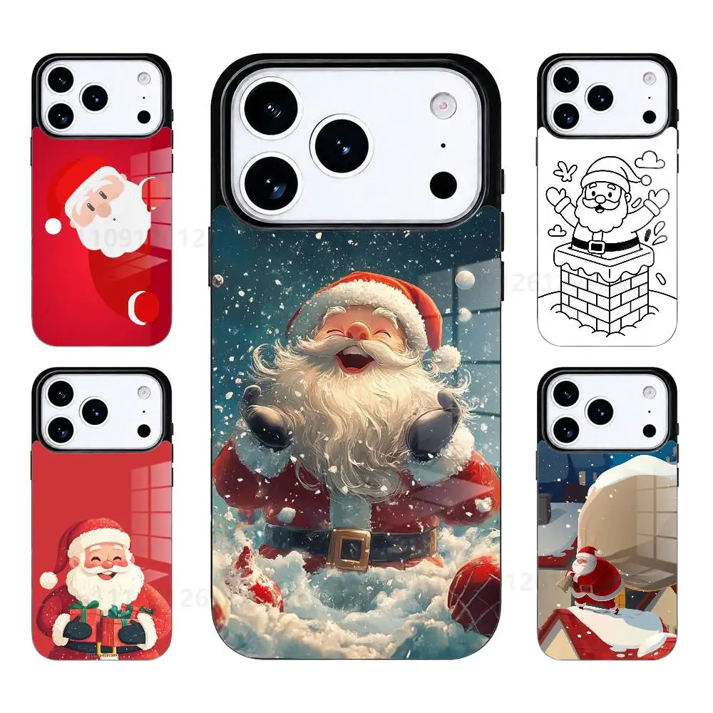 Фото Новогодний чехол для телефона с Дедом Морозом для iPhone 17 Air 16 15 14 13 12 11 Pro PROMax Plus Mini №1