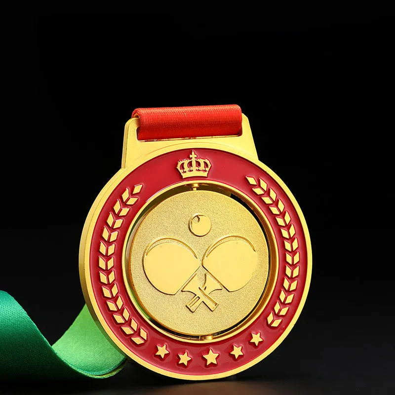 

Gold Silver Bronze Award school Medal Winner New Style Spot Metal Medal Ping Pong Ball Medal Table Tennis Racket Medal Sports