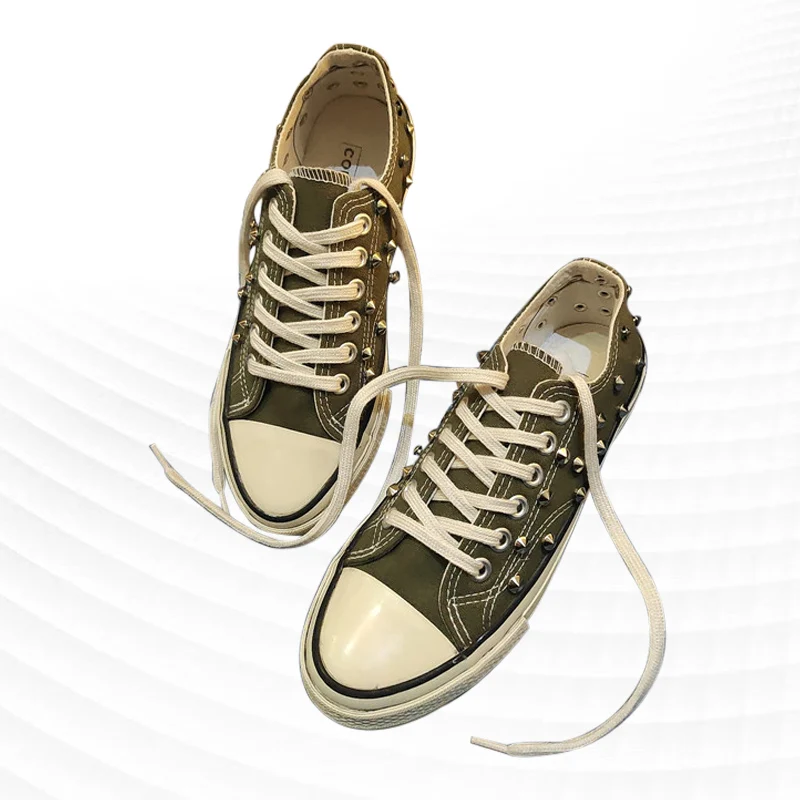 

Rivet canvas shoes high-top low-top multicolor comfortable walking shoes handmade rivet vulcanized shoes 35-46