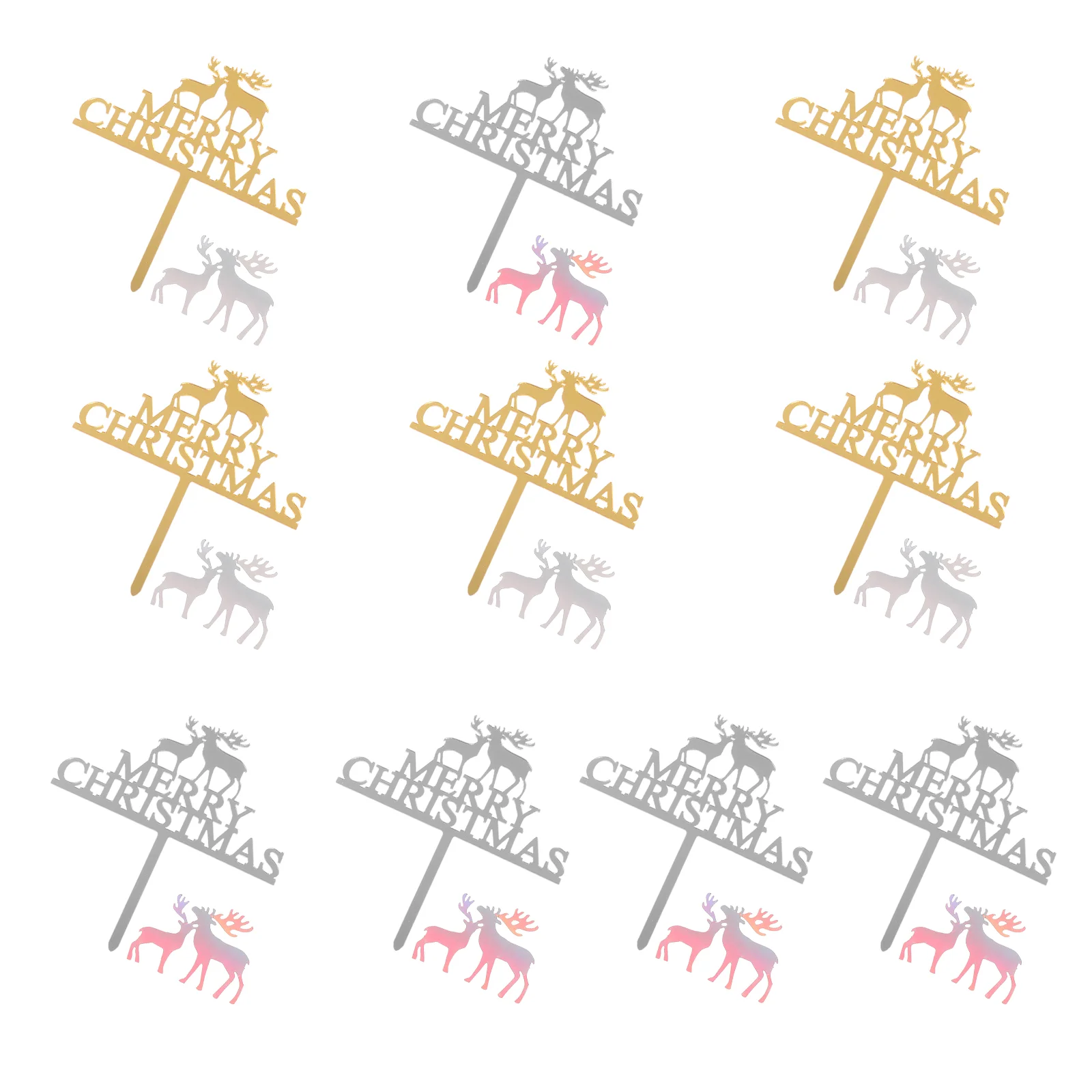 

Cake Christmas Topper Cupcake Picks Holidaypick Glitter Decorations Reindeer Dessert