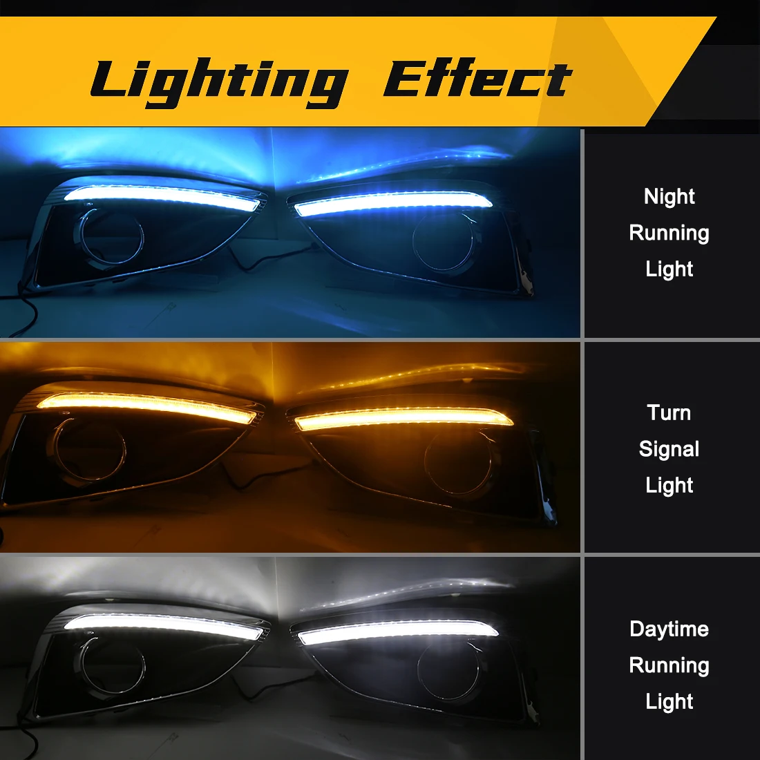 Фото Автомобильные светодиодные DRL дневные ходовые огни для Hyundai IX35 2010 2011 2012 2013, передние противотуманные фары, динамические указатели поворота №3