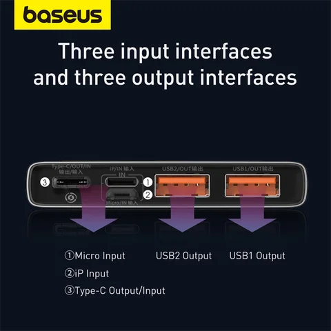 Baseus Power Bank 10000 мАч 20000 мАч 22,5 Вт Powerbank с быстрой зарядкой Портативный внешний аккумулятор для iPhone 16 15 14 12 13 Pro