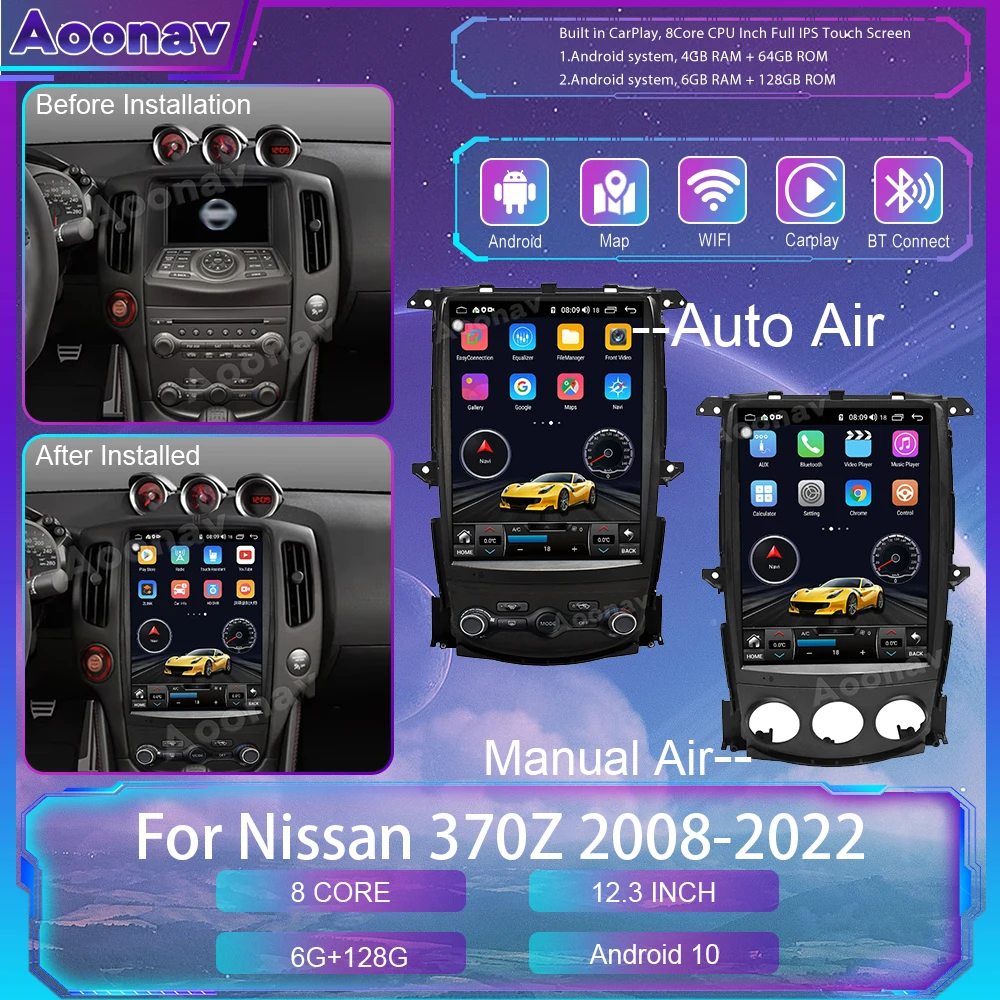 

Автомагнитола на Android с GPS-навигацией для Nissan 370Z 2008, 2009, 2010-2022, мультимедийный плеер в стиле Тесла, головное устройство с аудио для Carplay