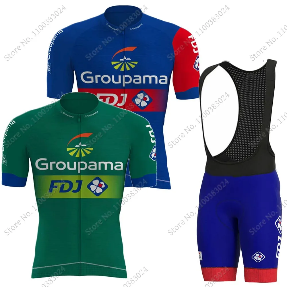 

Green Blue FDJ Team 2022 Cycling Jersey Set Summer Mens Clothing Road Bike Shirts Suit Bicycle Bib Shorts MTB Ropa Maillot