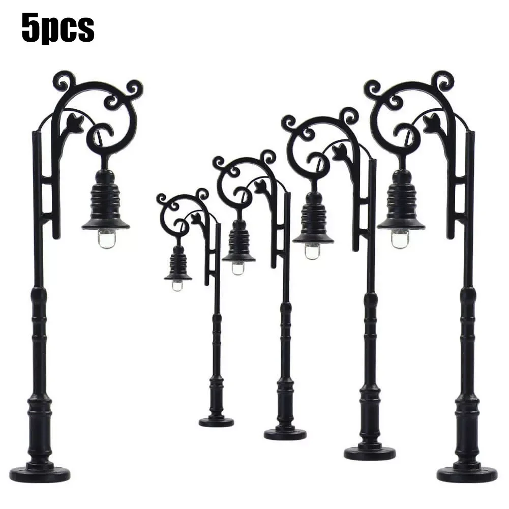 

5pcs Miniature Street lights LED Lamp post Warm White Garden Lamps Mini Figurine Ornament Decoration 12V 6.5cm