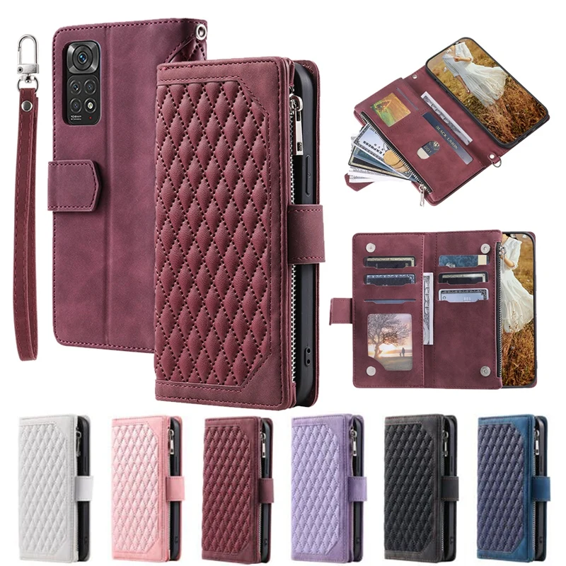

Double Layer Zipper Wallet Case for Redmi Note 12 11 10 9 8 7 Redmi 10 10C 10A 9C 9A 9T 9 Lozenge Cover for Xiaomi Poco X5 Pro