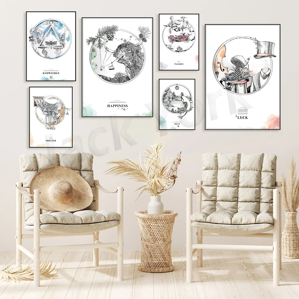 

KNOWLEDGE Ink Drawing | Poster Print for Scientist | Wall Art | science | biology | chemics | astrology | home decor | living