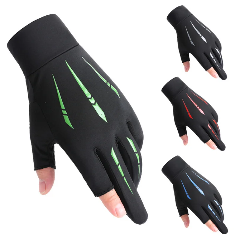 

Summer Men Fishing Gloves Women Two Finger Cut Male Touchscreen Angling Anti-Slip Sun-Proof Breathable Cycling Fitness Gloves