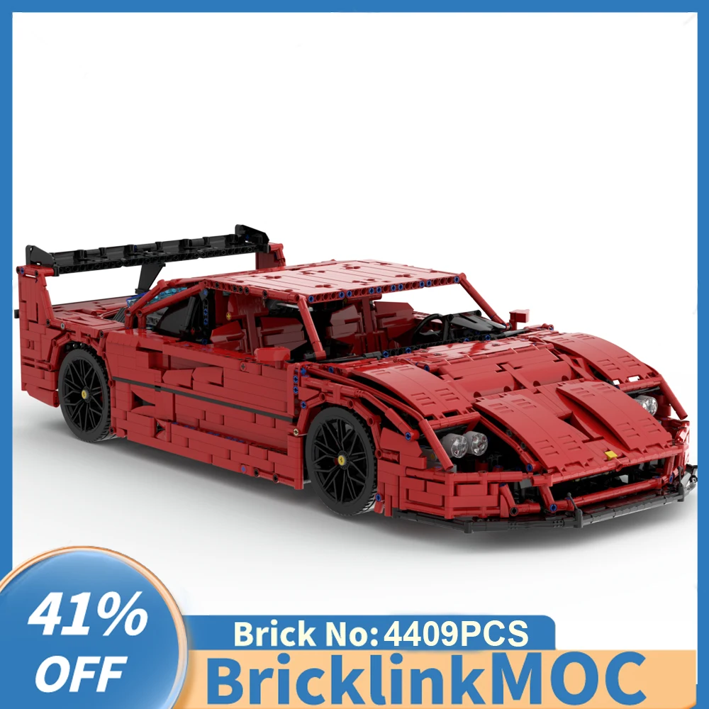 

4409PCS MOC 1:8 red ferrare F40 City Retro classic supercar static version technology racing DIY creative ideas Toy Blocks Gift