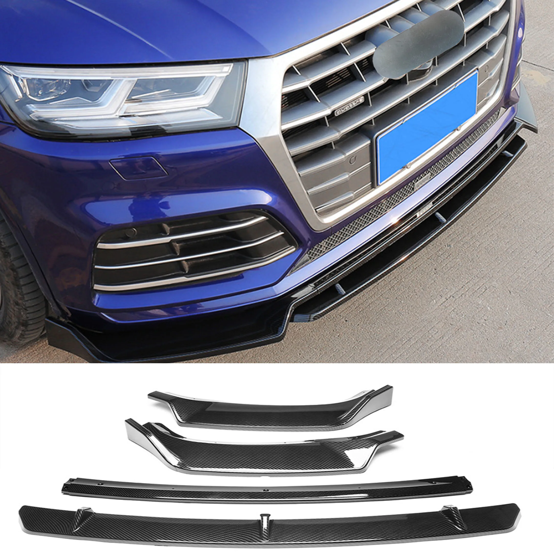 Блестящий черный спортивный бампер SQ5 передний спойлер для губ фартук Audi 2018-2020