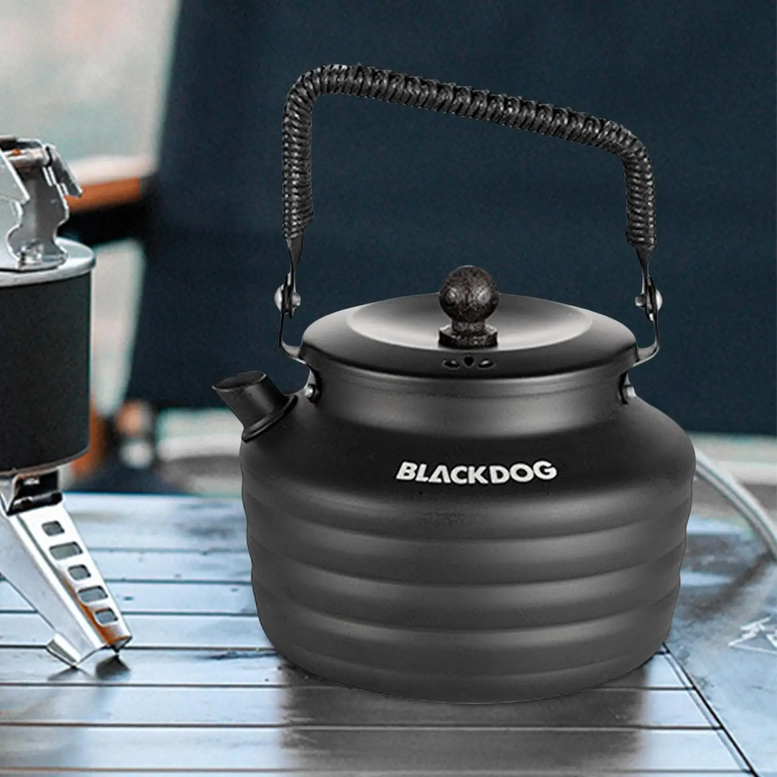 

1.3L Camping Water Kettle Coffee Pot Aluminum Lightweight Black Cooking Supplies for Hiking Outdoor Backpacking Picnic Travel
