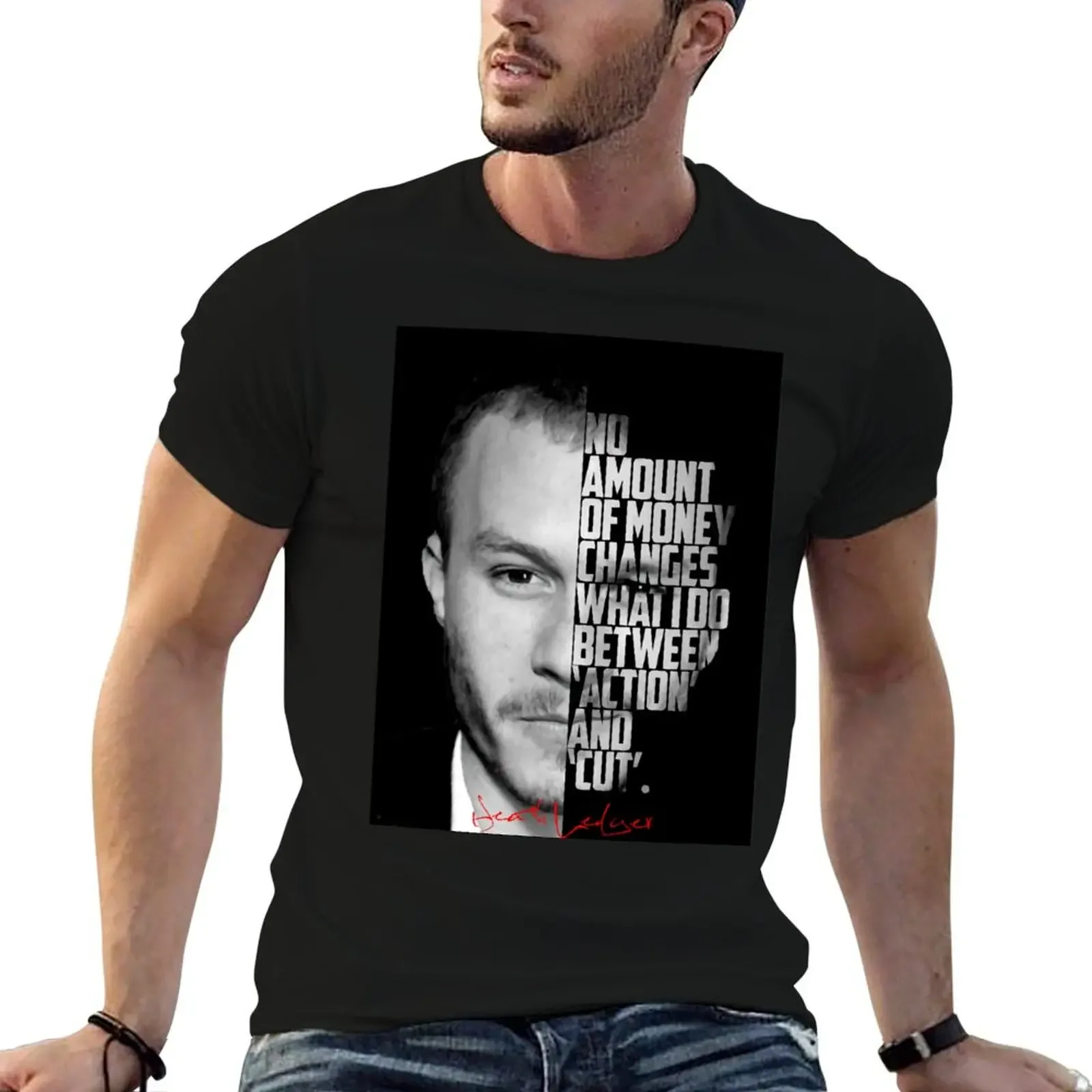 Черно-белые вдохновляющие цитаты Heath Ledger футболка мужская корейская мода