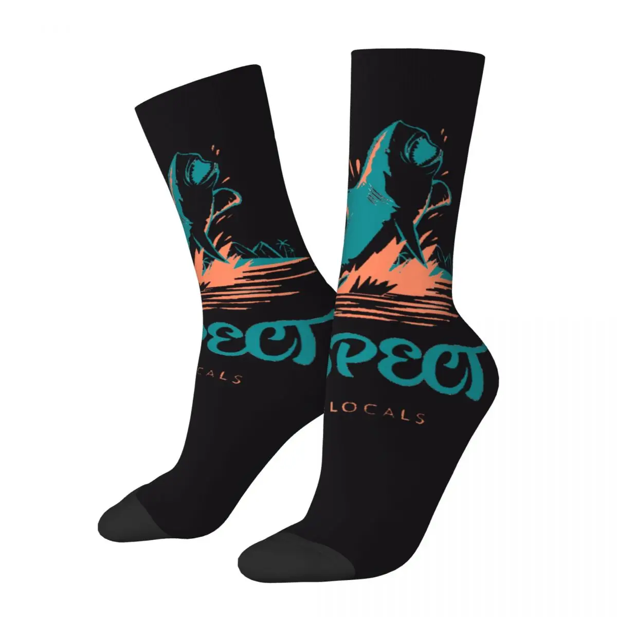 

Funny Crazy Compression Sock for Men Classic Print Hip Hop Personality Shark Ocean Ferocious Seamless Printed Boys Crew Sock