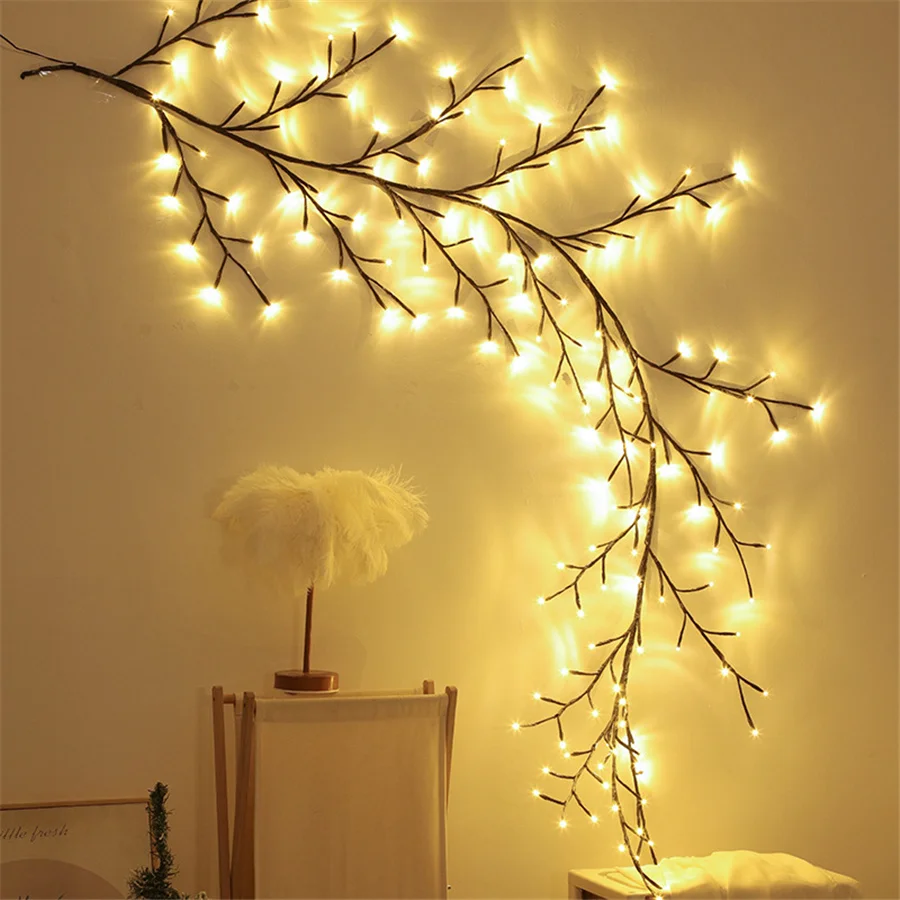 Waterproof 144 LED Willow Vines String Lights Flexible DIY Fairy Garland Lights for New Year Party Wedding Christmas Decoration