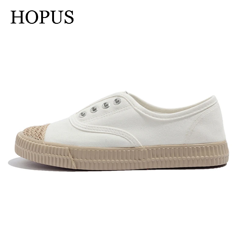 

HOPUS Women's Shoes Spring 2022 New Fashion Korean Style White Canvas Shoes Soft Low-top Retro Trendy Summer Shoes Casual Comfy