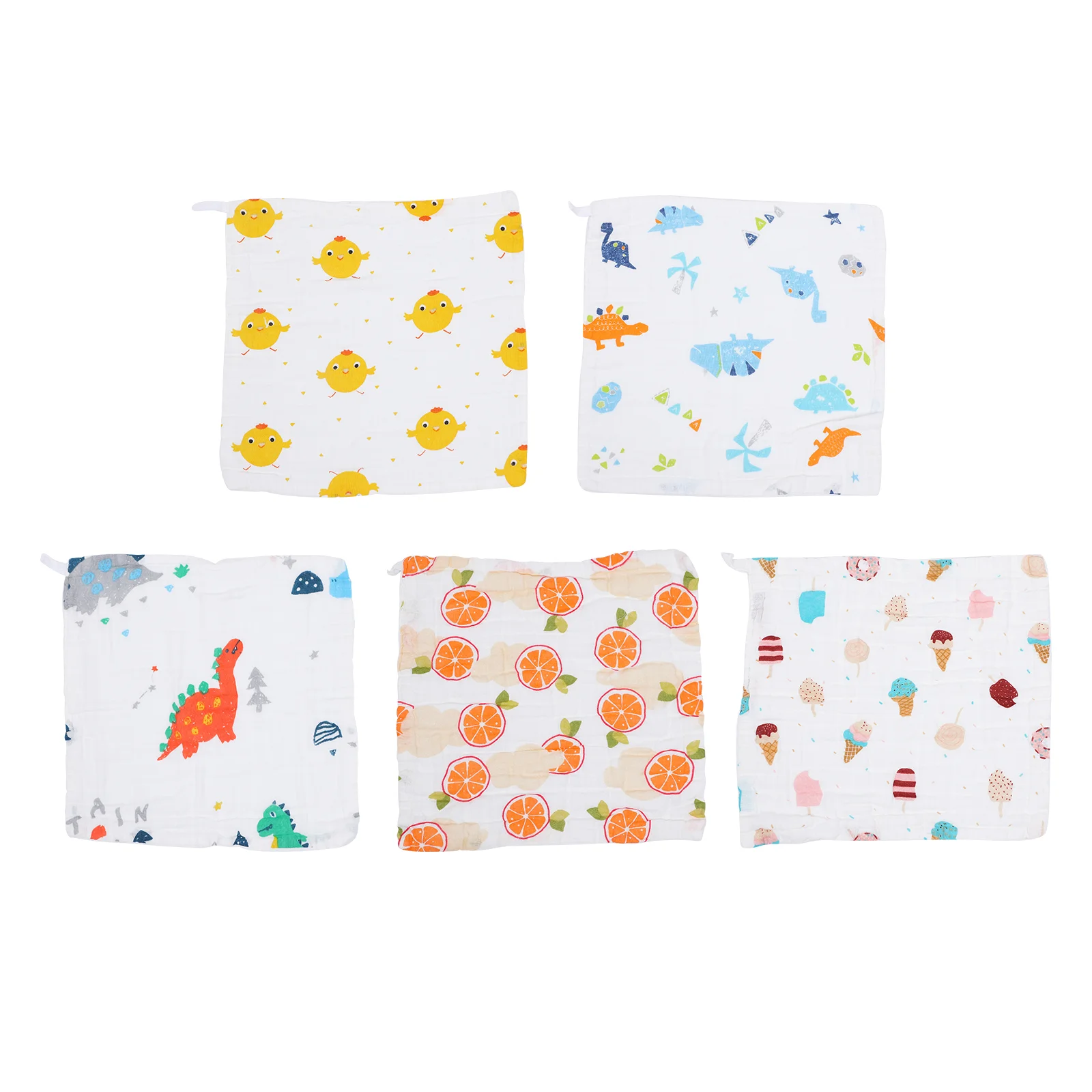 5pcs Six-layergentle Square High Density Face Towels Saliva Towels Handkerchiefs