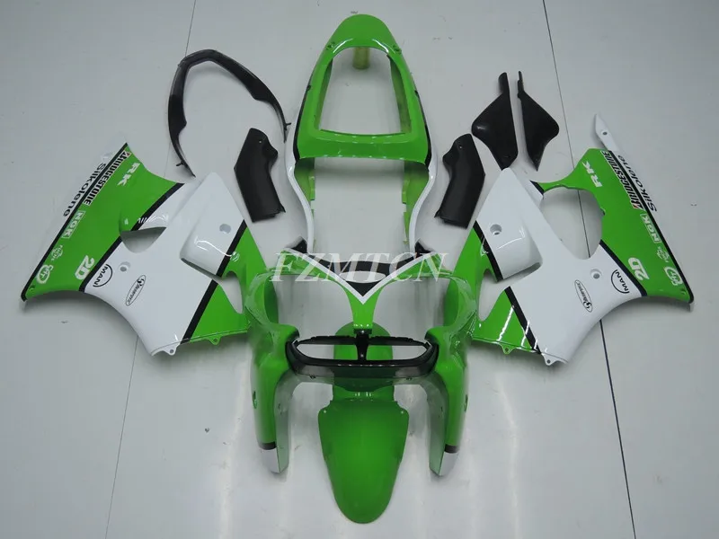 

Комплект обтекателей из АБС-пластика, 4 подарка, подходит для Kawasaki Ninja ZX-6R 636 2000 2001 2002 ZX6R 00 01 02, кузов белого и зеленого цвета