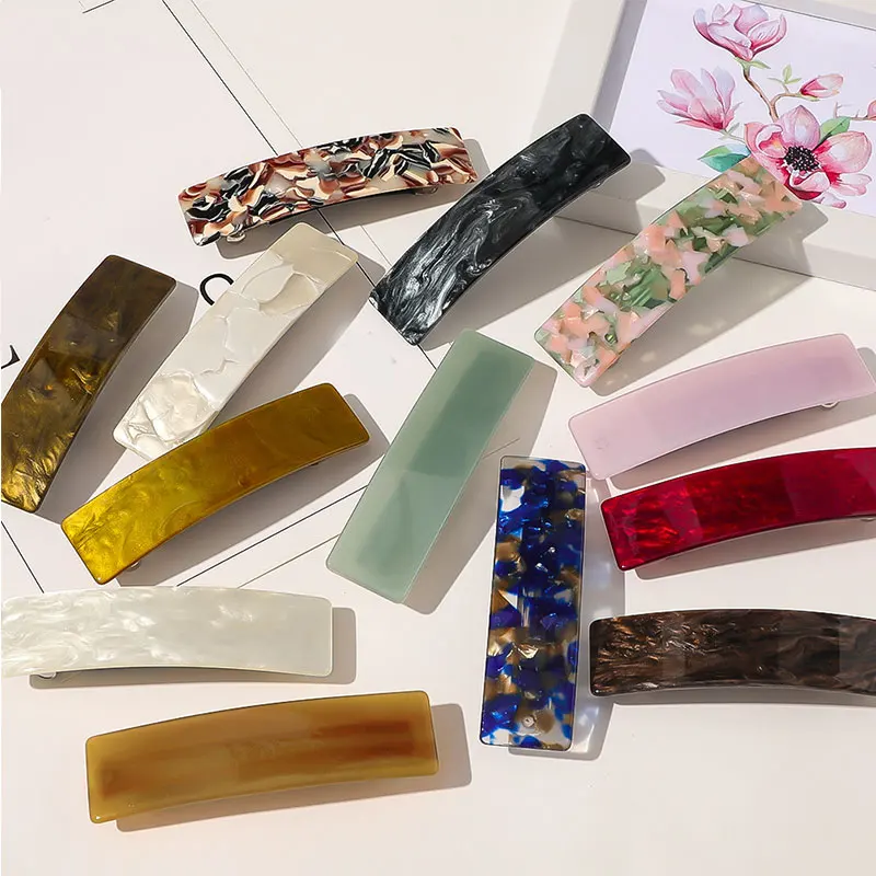

Geometric Rectangle Hair Clips For Women Leopard Print Floral Barrettes Hairpins Bangs Clips Acetate Resin Hair Accessories