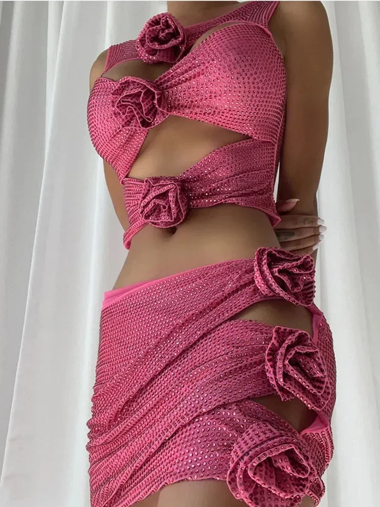 Женский комплект из двух предметов короткий топ без рукавов и мини-юбка