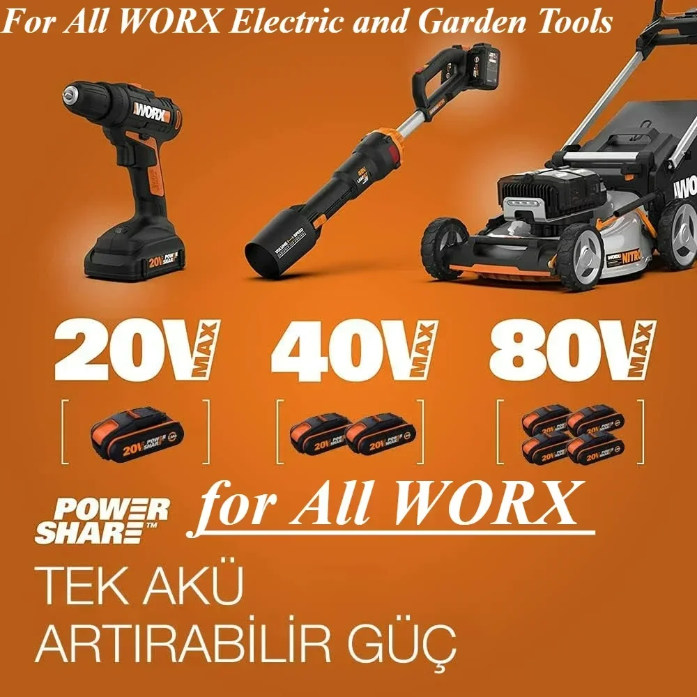 Фото 100% Оригинальный аккумулятор 20В 6Ач 8Ач для электроинструментов WORX WA3014 WA3551 WG630 WG629 WX372 WX390 WX394 WX550 WX523 WX802 WX858 WX900 №2