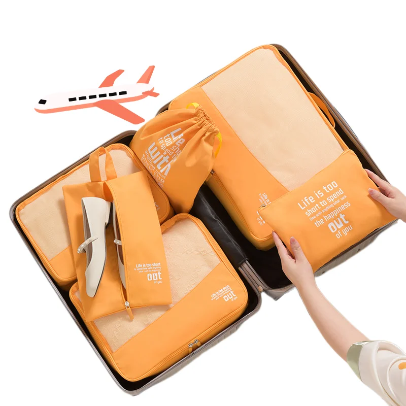 Luggage Packing Cubes Travel Bag Set Large Folding Clothing Cosmetic Sorting Organizer Storage Women Men Duffle Pouch Accessory