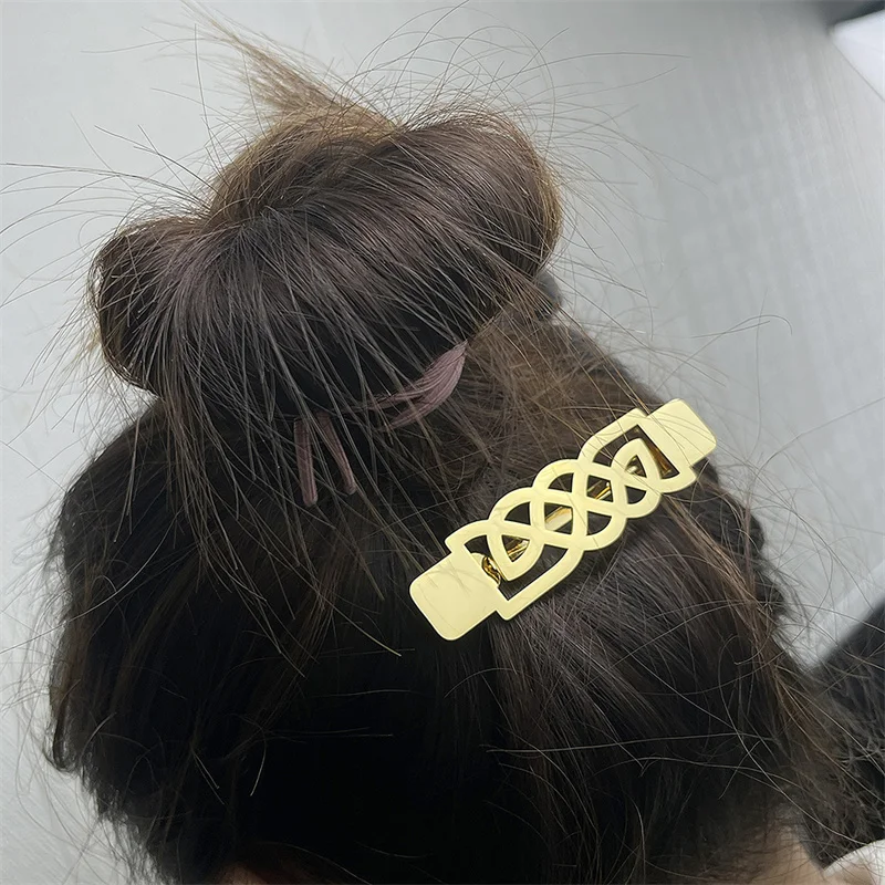 

Women Gold Silver Hairpins Ponytail Holder Charm Hairgrips Headwear Accessories Stainless Steel Jewelry Valentine's Day Present