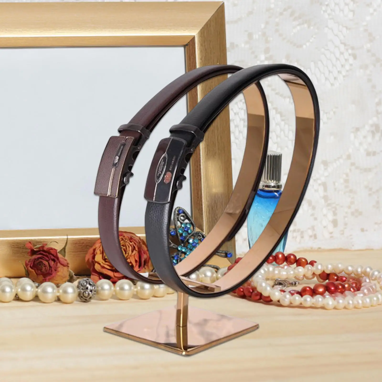 

Выставочный стенд из нержавеющей стали с двумя петлями, декоративный Настольный органайзер для чехла, кронштейн для хранения для спальни и женщин