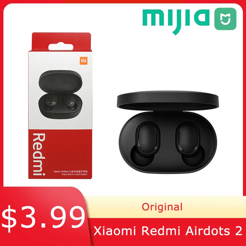 

Беспроводные наушники MIJIA Xiaomi Redmi Airdots 2, TWS наушники Mi True Bluetooth, музыкальная гарнитура, наушники-вкладыши с управлением и микрофоном