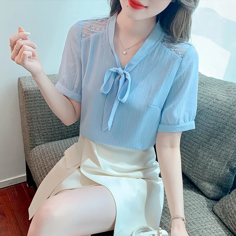 

Fashion ladies shirts New elegant Women's Blouses 2023 Spring Summer short Sleeve Shirts Tops Blusas Mujer