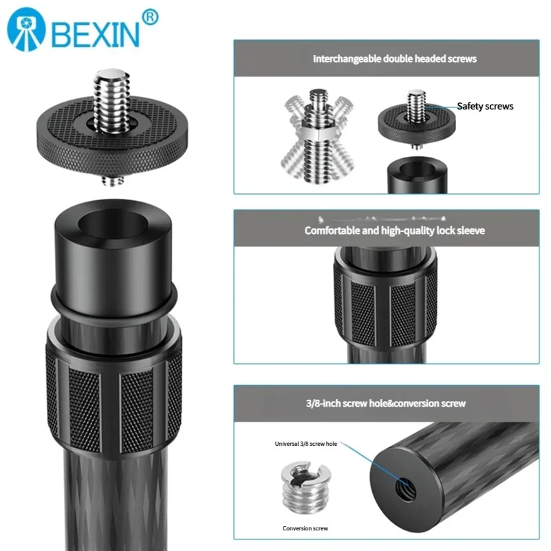 Фото BEXIN P332LC 1,1 м удлинитель из углеродного волокна, штатив, карданная палка для селфи для DJI RS2 RSC2 RS3 mini RS3 PRO RS4 RS4PRO, стабилизатор №5