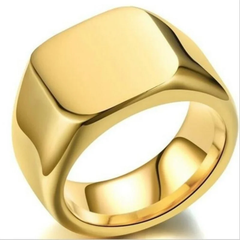 

Rings for Men Domineering Gold Plated Men Ring Business Type Smooth Square Solid Wedding Ring Party Gifts Jewelry for Mens Rings
