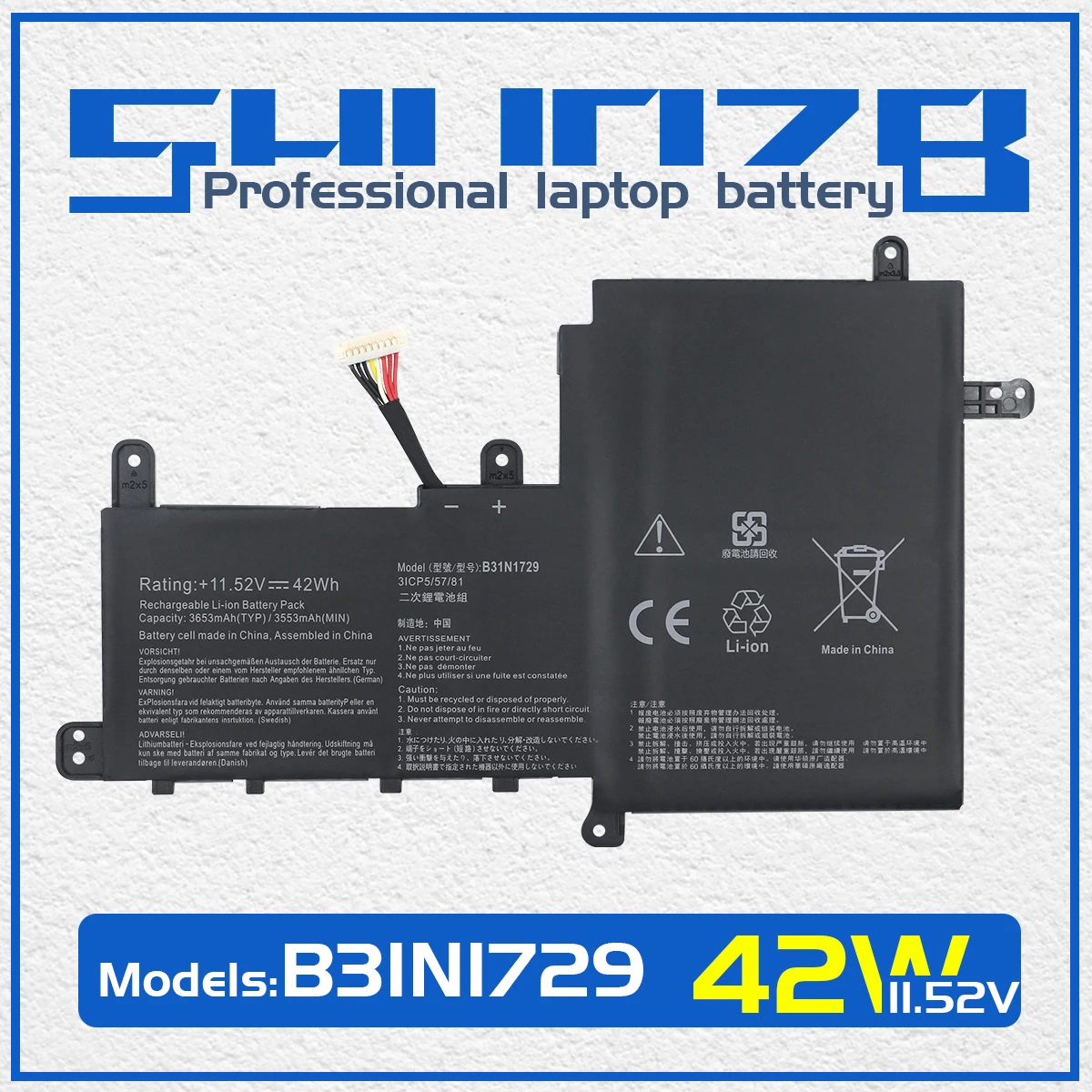 

B31N1729 Battery For Asus VivoBook S15 S530 S530F S530UA S530FA-BQ164T S530UN-BQ172T X530FA X530UA X530UF X530UN-1E X530FN-1A