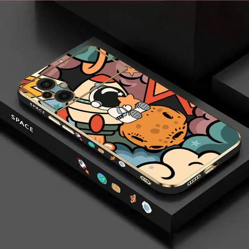 Star Astronaut Luxury Plating Phone Case For Xiaomi Poco M5 F4 F4 GT X4 X4 GT M4 Pro F3 X3 M3 X3 NFC X2 X3 Pro C40 Cover