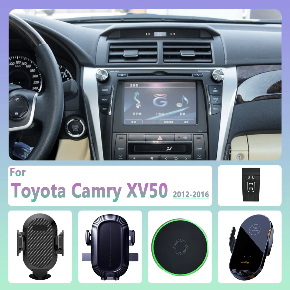 Фото Автомобильный держатель для телефона для Toyota Camry XV50 7th 2012 2013 2014 2015 2016, магнитный держатель для телефона с беспроводной зарядкой, автомобильная поддержка Magsafe №1