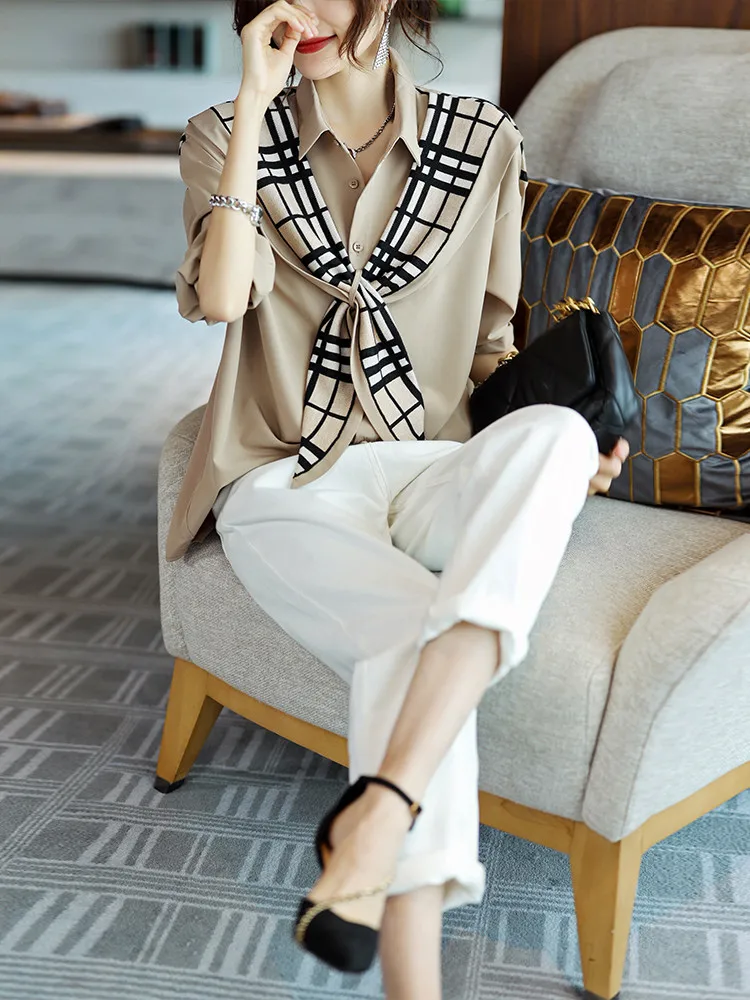 

Plaid shawl shirt Spring and Autumn 2023