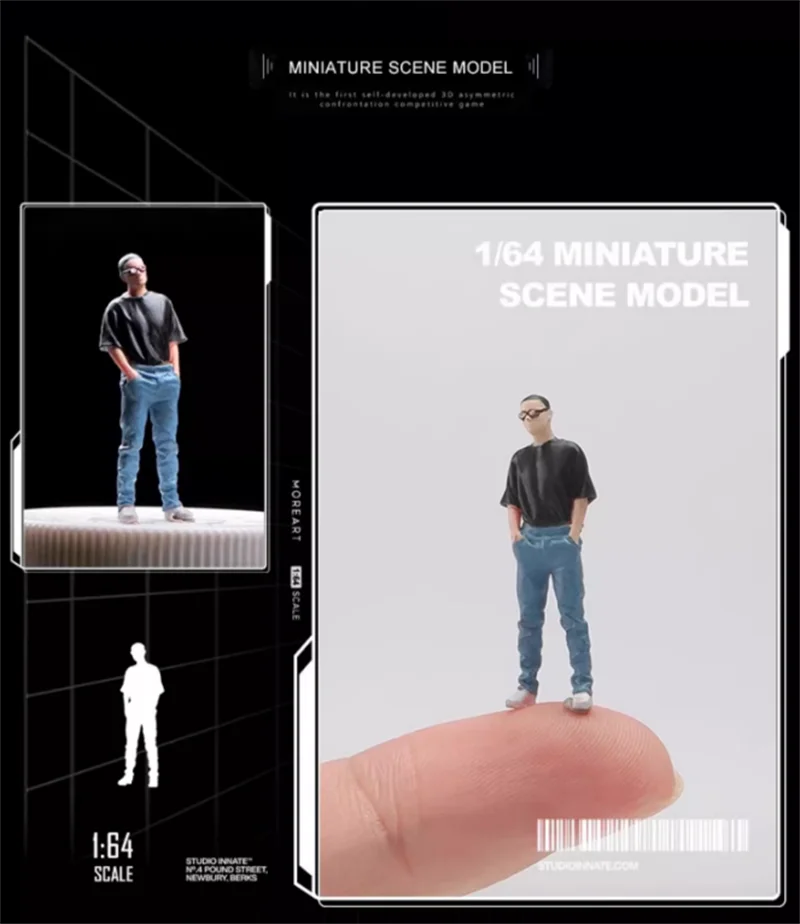 1:64 Масштаб Модель 1 шт. мужчины из смолы с короткими рукавами и солнцезащитными