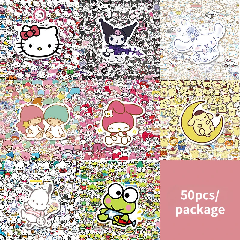 

Cute Sanrio Series MyMelody Hellokitty Kuromi Cinnamoroll Keroppi Kirby Kids Waterproof Stickers Reusable Gift for Kids