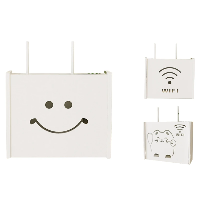 

White Floating TV Stand, Wall-Mounted Wifi Router Bracket, Set-Top Box Streaming Media Equipment Box