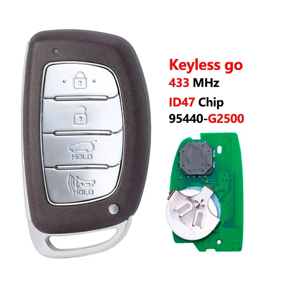 

XNRKEY 3/4 Кнопка смарт-ключ 433 МГц 47 чип для Hyundai Ioniq 2016-2019 95440-G2010 95440-G2500 95440-G2600 95440-G2100