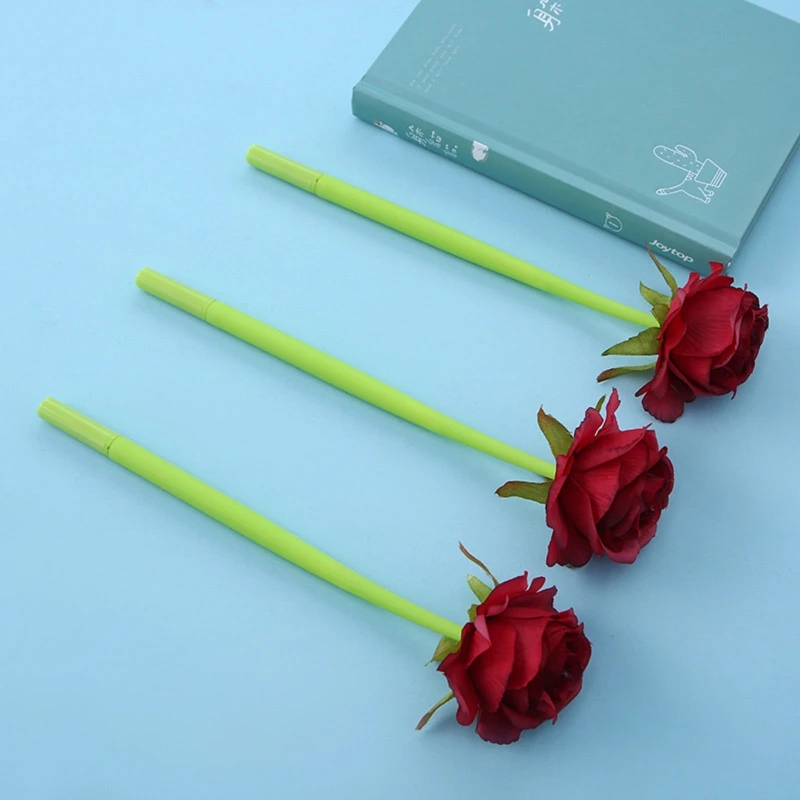

K92C 6 шт. розовая силиконовая гелевая ручка, имитация цветка, подарок на день Святого Валентина, ручка для школы