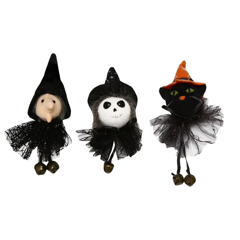 

3 шт. украшения на Хэллоуин, подвесные украшения, пугающая ведьма, кошка, скелет, круглое тело, украшение для живота, куклы, подарок для детей