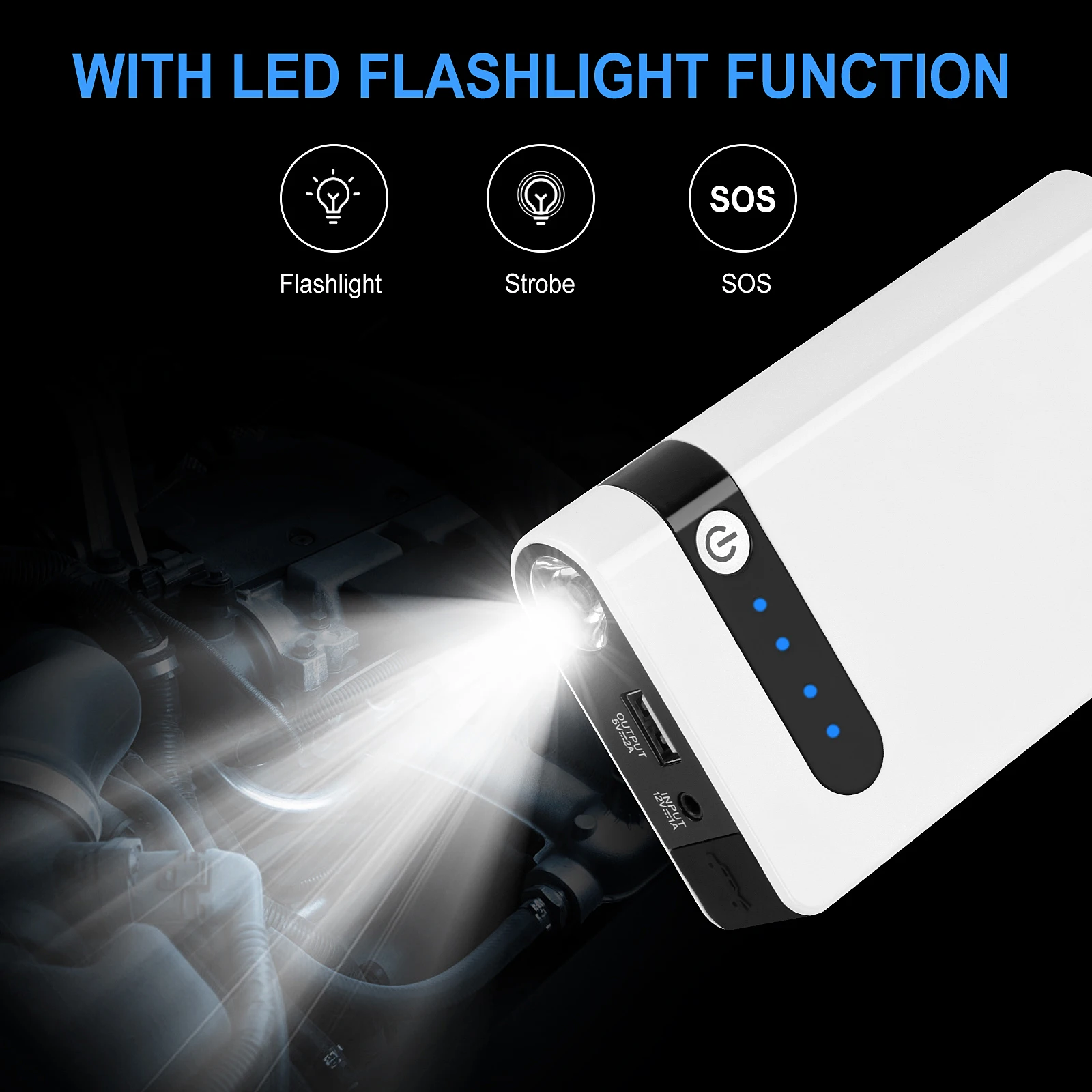 

12V Portable Car Battery Jump Starter 400A Bank Starting Device Charger Emergency Booster Power Supply Gasoline Engines Below