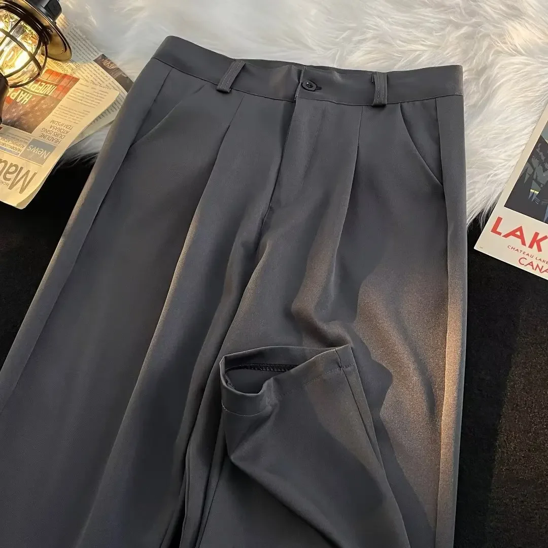 Мужские прямые брюки свободного кроя корейские модные повседневные с