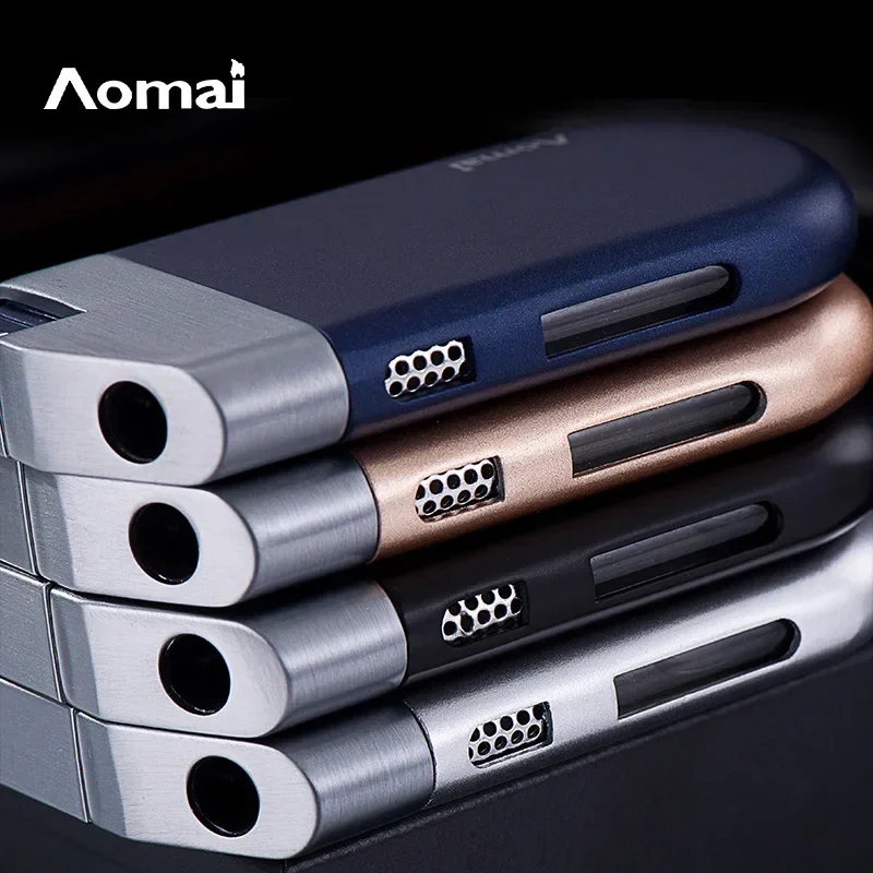 Креативная ультратонкая наклонная пожарная надувная зажигалка с синим пламенем