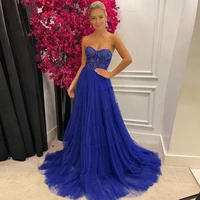 xijun blue tiered ruffles tulle prom dresses lace appliques beading sweetheart a line dubai women long evening gown formal dress
