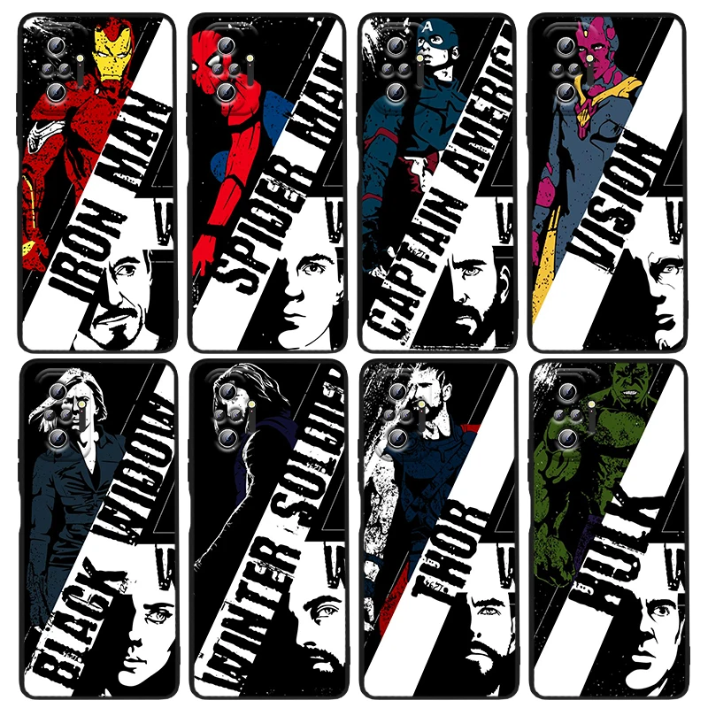 

Avengers Marvel superhero For xiaomi Redmi Note 11 11T 11S 10 10S 9 9T 9S 8 8T 7 6 5 Pro T S 2021 Black Silicone Soft Phone Case