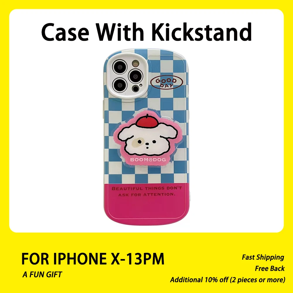 

Cute Korean Lange Dog Kickstand Phone Case for IPhone12 Silicone 11 Pro Max Japanese Mobile Shell Xr Apple 13 Xs Holder Funda