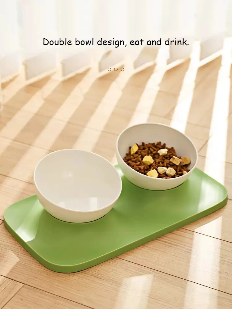 

Нескользящие миски для домашних питомцев, двойная миска для кошек и собак, защита от опрокидывания, для защиты шейного отдела рта