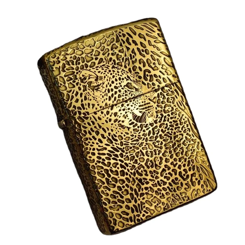 

Horse leopard brass kerosene retro windproof lighter creative personality send boyfriend birthday gift wholesale